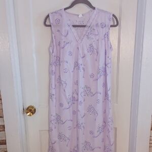 Lavender Floral Chemise Long Night Gown Sise Medium